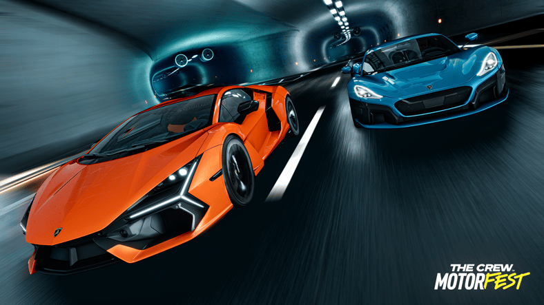 Lambourginis roar though a tunnel in The Crew Motorfest (2023), Ubisoft