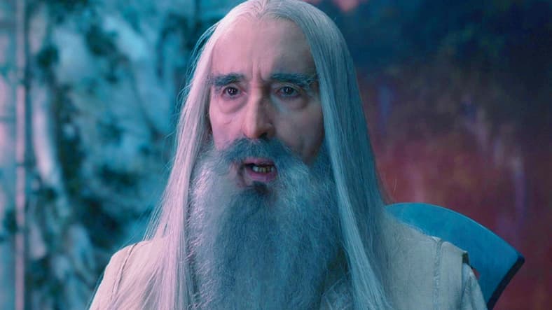 Saruman offers counsel to Gandalf regarding Sauron's potential return in The Hobbit: An Unexpected