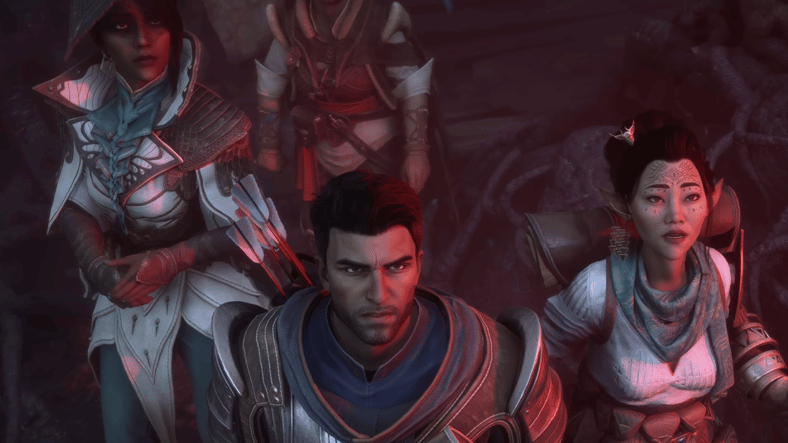 The Inquisitor and his team prepare to fight a dragon in Dragon Age: The Veilguard (2024), BioWare