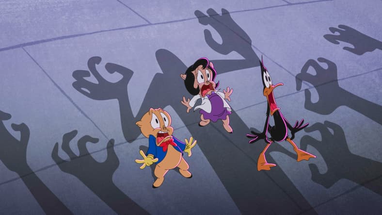 Porky Pig (Eric Bauza), Petunia Pig (Candi Milo), and Daffy Duck (also voiced by Bauza) in The Day the Earth Blew Up: A Looney Tunes Movie. Image property of Ketchup Entertainment.