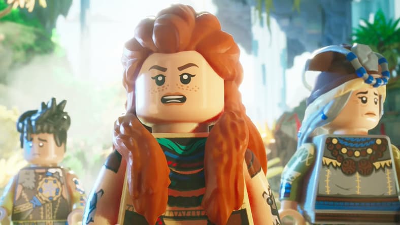 Aloy, Varl and Teersa prepare to explore ruins in LEGO Horizon Adventures (2024), Guerilla Games