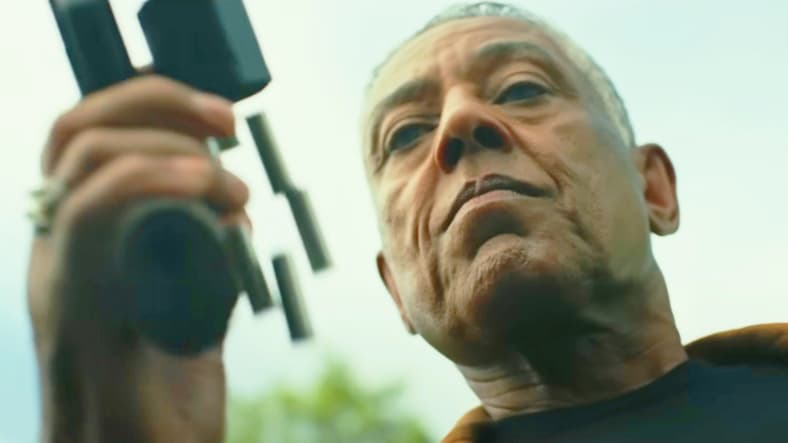 Sidewinder (Giancarlo Esposito) reloads in Captain America: Brave New World (2025), Marvel