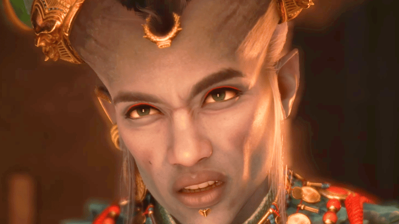 Taash (Jin Maley) argues with her mother about her non-binary identity in Dragon Age: The Veilguard