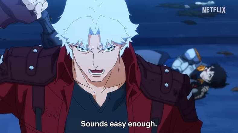 Dante (Johnny Young Bosch) stands in defense of Lady (Scout Taylor-Compton) in Devil May Cry (2025), Netflix