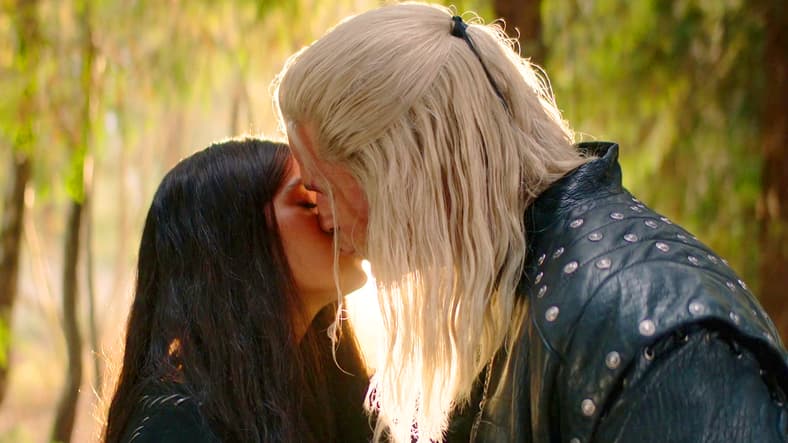 Yennefer (Anya Chalotra) and Geralt (Liam Hemsworth) share a kick before parting ways in The Wticher Season 4 Episode 7 "What I Love I Do Not Carry" (2025), Netflix