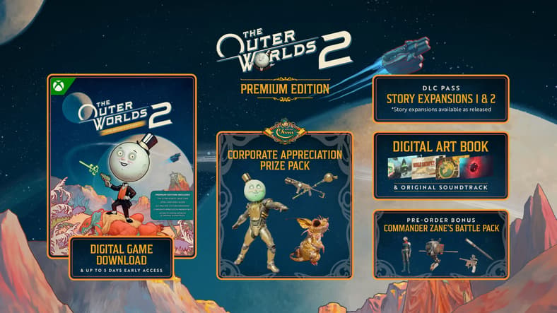 The Premium Edition contents for The Outer Worlds 2 (2025), Obsidian Entertainment