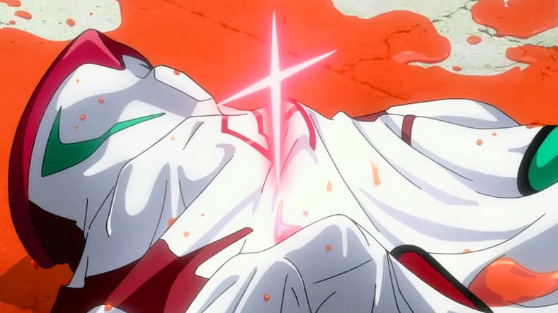 Rei Q (Megumi Hayashibara) disintegrates into pure LCL in Evangelion: 3.0+1.0 Thrice Upon a Time (2021), Studio Khara