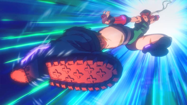 Widowmaker (Chloé Hollings) performs Cammy's (Miyuki Sawashiro) Cannon Strike in Overwatch 2 (2022), Blizzard Entertainment