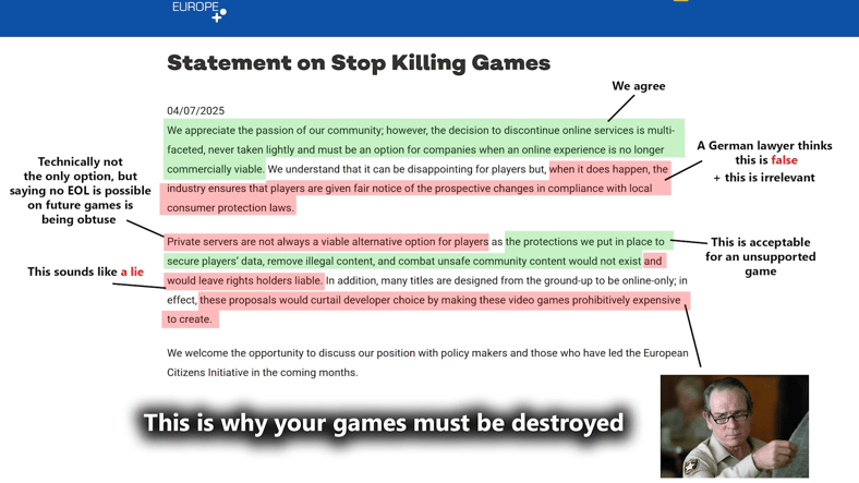 The industry is lobbying against Stop Killing Games! via Accursed Farms, YouTube