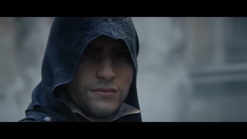 Arno Dorian (Dan Jeannotte) acknowledges another member of his brotherhood in Assassin's Creed Unity (2014), Ubisoft