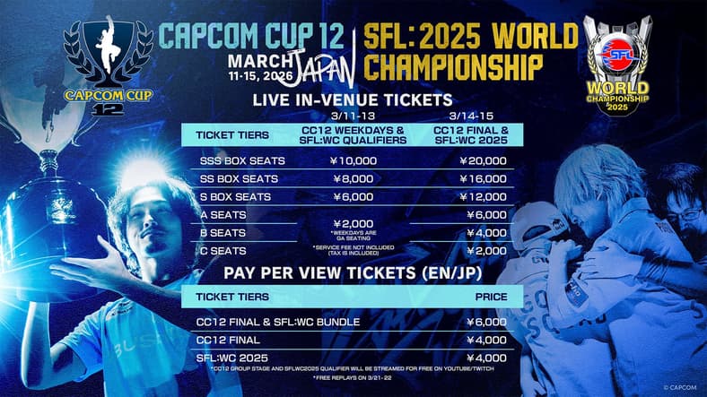 Ticket Pricing for the 2025 Capcom Cup and Street Fighter League world championships.