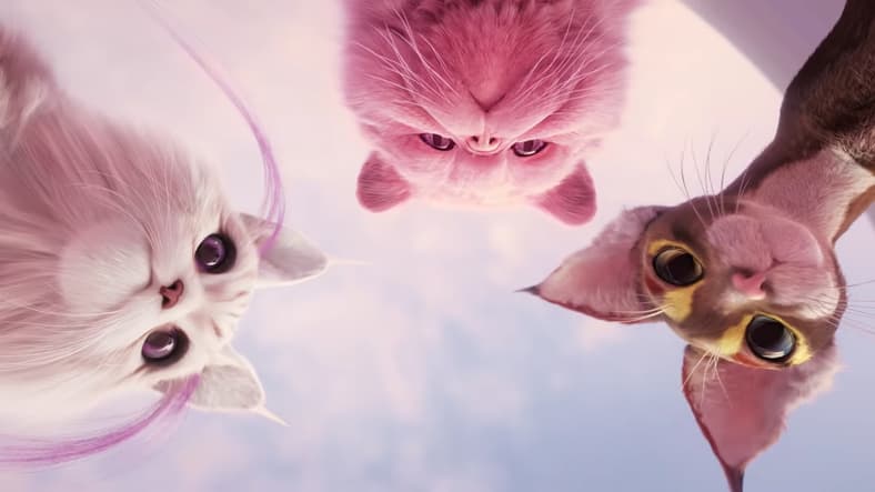 A trio of impossible cats look down at a fallen kitten in Catly (TBA), SuperAuthenti