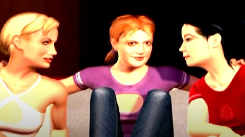 Natalie Cook, Dylan Sanders and Alex Munday bonding in Charlie's Angels the Game, 2003, Ubisoft