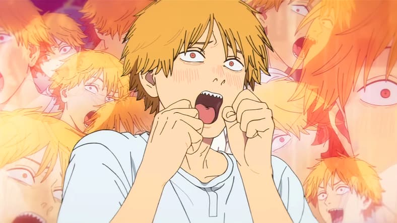 Denji (Kikunosuke Toya) squeals at the sight of Makima (Tomori Kusunoki) in Chainsaw Man - The Movie: Reze Arc (2025), Mappa