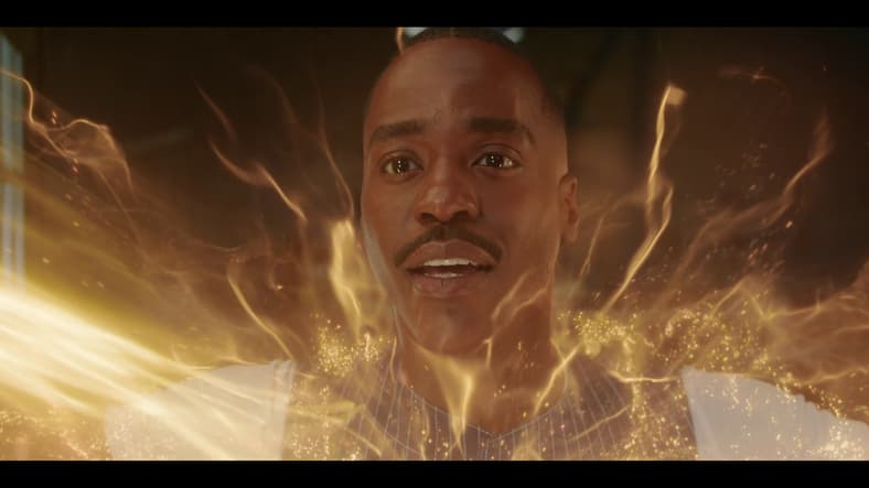 The Doctor (Ncuti Gatwa) says good-bye to his short existence in Doctor Who Series 15 Episode 8 "The Reality War" (2025), BBC