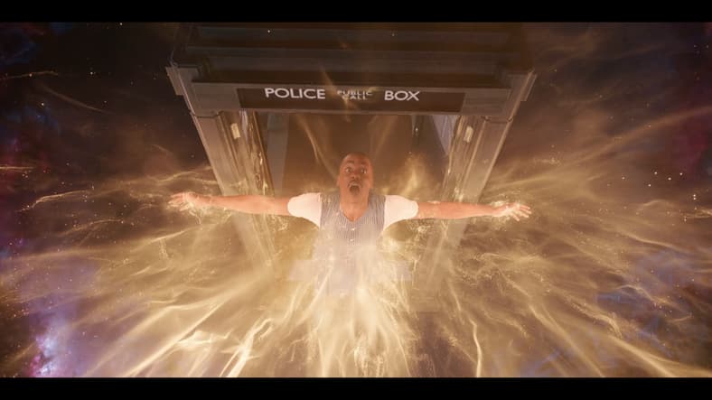 The Doctor (Ncuti Gatwa) lets go of his current form in Doctor Who Series 15 Episode 8 "The Reality War" (2025), BBC