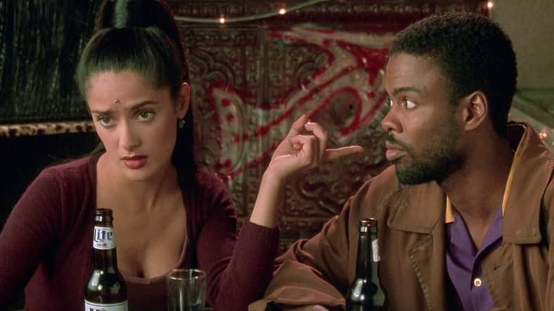 Serendipity (Salma Hayek) explains how she and Rufus (Chris Rock) fit into God's (Alanis Morisette) plan in Dogma (1999), View Askew Productions