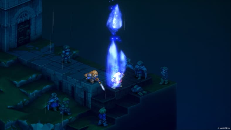 Ramza Beoulve (Shinnosuke Tachibana) unleashes an icy skill in Final Fantasy Tactics: The Ivalice Chronicles (2025), Square Enix