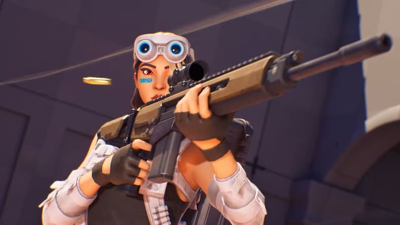 A player tests their rifle in a shell map in a Ballistic Test match in Fortnite (2017), Epic Games