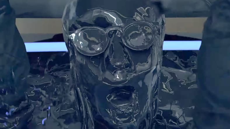 Sam (Norman Reedus) is shocked by the appearance of a notable BT (Hideo Kojima) in Death Stranding (2019), Kojima Productions
