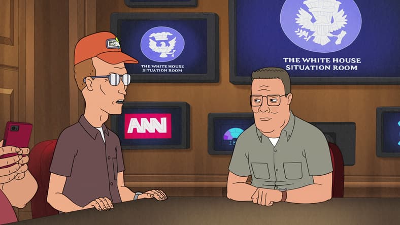 Hank (Mike Judge) is unenthused about Dale's (Johnny Hardwick/Toby Huss) in King of the Hill Season 14 Episode 3 "Chore Money Chore Problems" (2025), Disney/Hulu