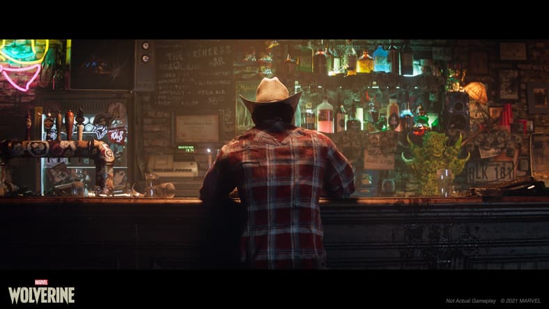 Wolverine (Liam McIntyre) tries to have a quiet drink in Marvel's Wolverine (2026), Sony Interactive Entertainment