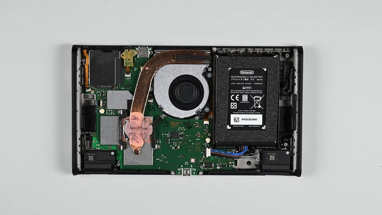 The inside of a Nintendo Switch 2 courtesy of iFixit in Joy-Con Drift Isn’t Dead: Inside the Switch 2, YouTube