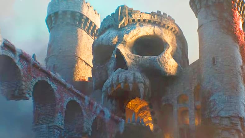 Castle Greyskull stands imposing on the Eternia skyline in Masters of the Universe (2026), Amazon MGM
