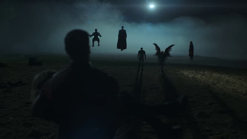 Peacemaker (John Cena) tells the Justice Gang to piss off in Peacemaker Season 2 Episode 1 "The Ties That Grind" (2021), DC Studios