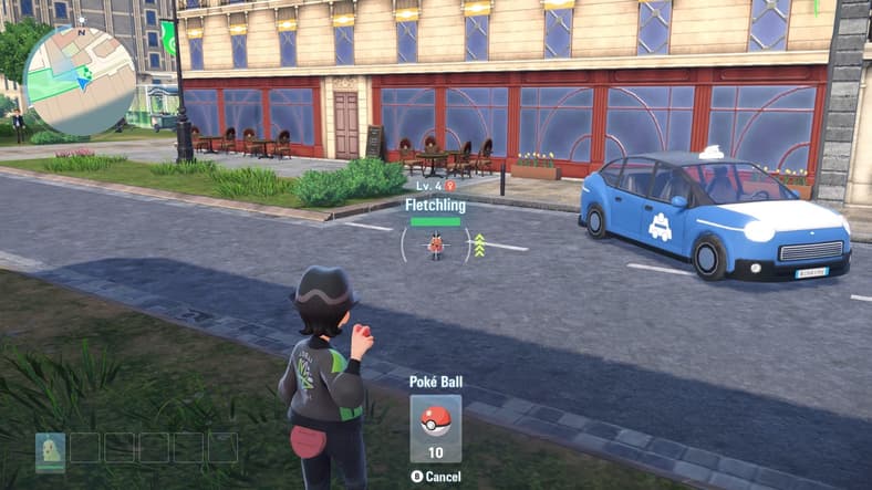 The player readies to catch a Fletchling in Pokémon Legends: Z-A (2025), Nintendo