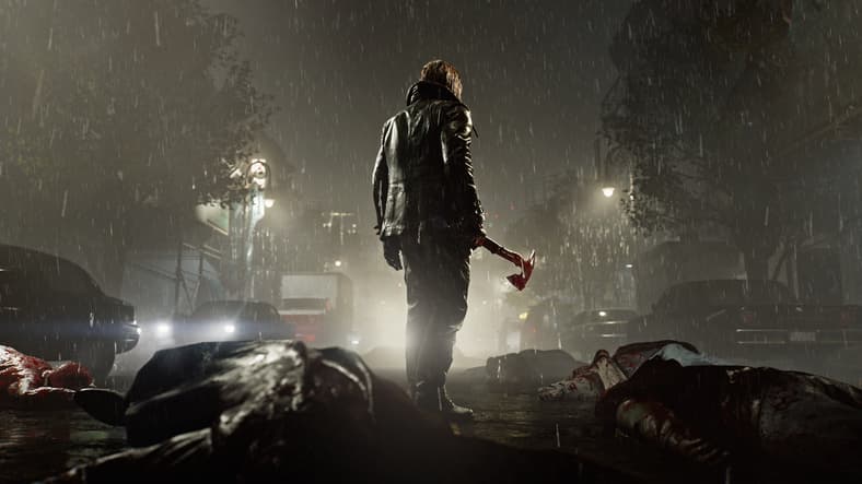 Leon (Toshiyuki Morikawa), axe in hand, stands amidst his latest undead kills in Resident Evil Requiem (2026), Capcom