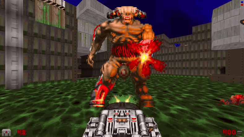 Face to face with a Cyberdemon via SIGIL 2 (2024) in DOOM II (1994), idSoftware