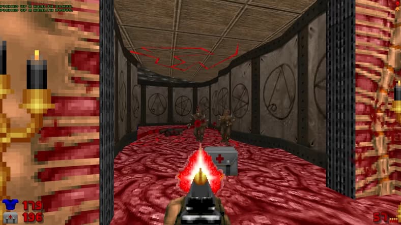 Imps eat shotgun via SIGIL 2 (2024) in DOOM II (1994), idSoftware