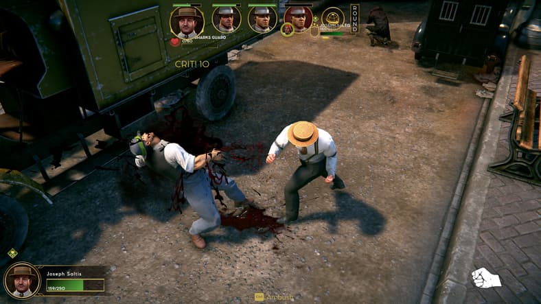 Joseph Saltis (Márk Szkárosi) pummels a henchmen in Empire of Sin (2020) Paradox Interactive