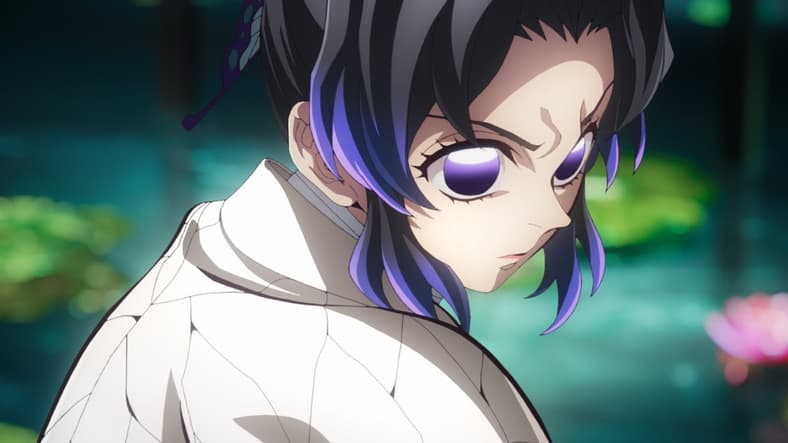 Shinobu Kocho (Saori Hayami/Erika Harlacher) seeks revenge for her sister's death in Demon Slayer: Kimetsu no Yaiba - The Movie: Infinity Castle. Image courtesy of ©Koyoharu Gotoge / SHUEISHA, Aniplex, ufotable.
