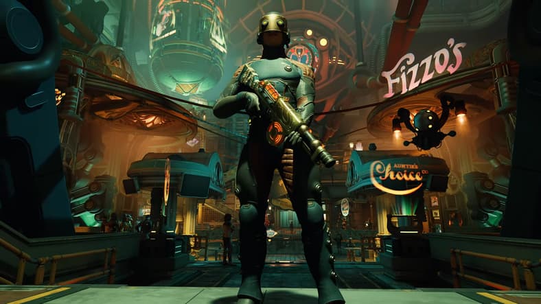 The player in headquarters for Auntie's Choice in The Outer Worlds 2 (2025), Xbox Game Studios