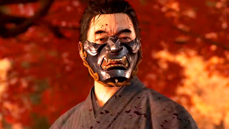 Jin Sakai (Kazuya Nakai) officially receives the moniker of 'Ghost' from Lord Shimura (Akito Otsuka) in Ghost of Tsushima (2020), Sony Interactive Entertainment