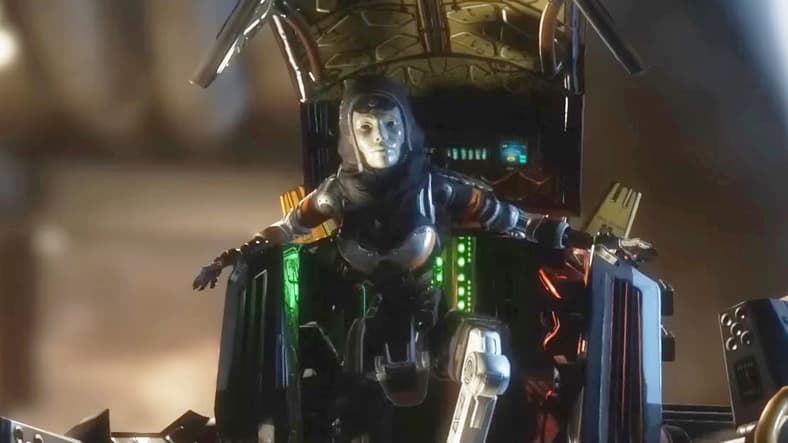Ash (Anna Campbell) has Jack (Matthew Mercer) in her sights in Titanfall 2 (2016), Respawn Entertainment