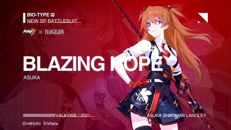 Asuka (Yuko Miyamura) is ready to fight against the Angels in Honkai Impact 3rd (2016), MiHoYo