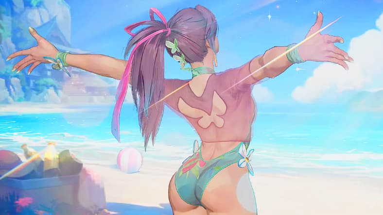 Psylocke (Alpha Takahashi) enjoys a day at the beach in Marvel Rivals (2024), NetEase