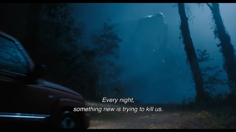 A colossus lumbers in the distance in Until Dawn (2025), Sony Pictures