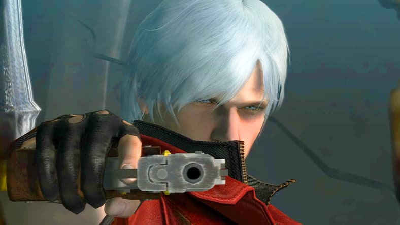 Dante (Reuben Langdon) takes aim in Devil May Cry 4 (2008), Capcom