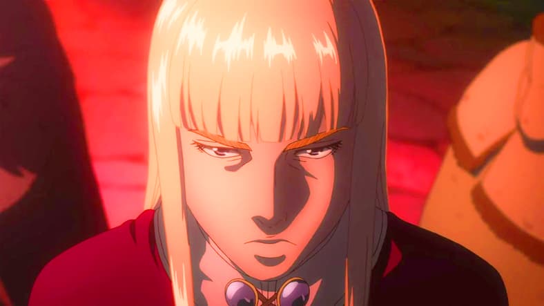 Canute (Kenshō Ono) arrives for an audience with King Sweyn (Takayuki Sugō) in Vinland Saga Season 1 Episode 20 "Crown" (2019), Wit Studio