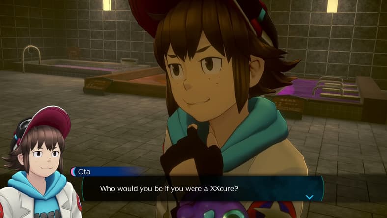 Ota (Natsumi Fujiwara) has a Precure-related question for Iris (Nao Shiraki) in No Sleep For Kaname Date - From AI: The Somnium Files (2025), Spike Chunsoft