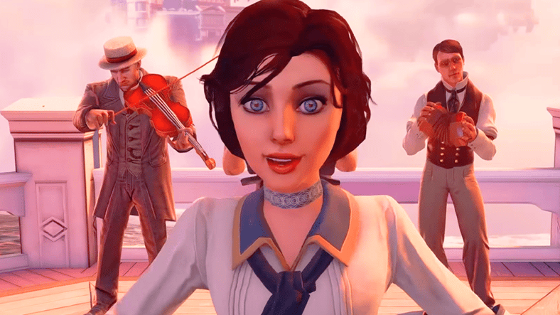 Elizabeth (Courtnee Draper) enjoys the fresh air of Rapture in BioShock Infinite (2013), Irrational Games