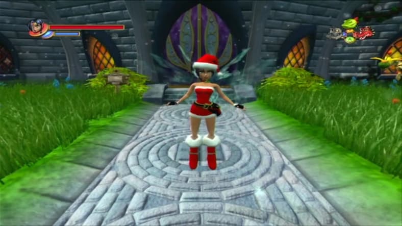 Kameo (Emma Tate) shows off her Christmas gear in Kameo: Elements of Power (2005), Rare