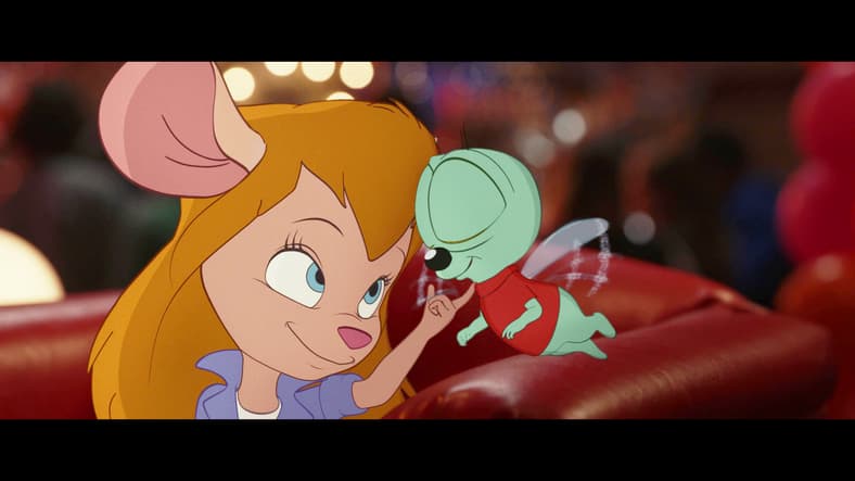 Gadget (Tress MacNeille) and Zipper (Dennis Haysbert) experience the first sparks of romance in Chip N' Dale: Rescue Rangers (2022), Disney