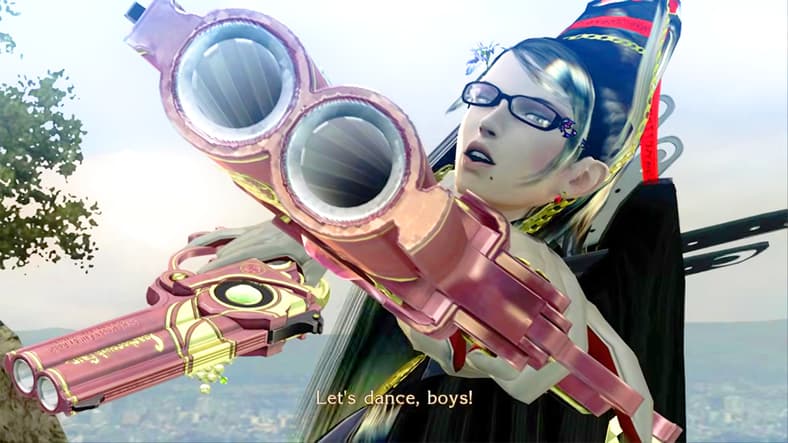 Bayonetta (Atsuko Tanaka) readies herself for another dance in Bayonetta (2009), Sega