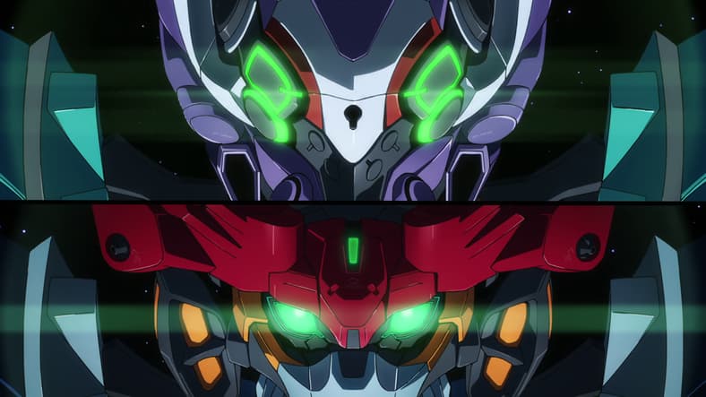 Nyaan (Yui Ishikawa) and Machu (Tomoyo Kurosawa) sync up in Mobile Suit Gundam GQuuuuuuX Episode 12 "This Is Why I..." (2025), Studio Khara 