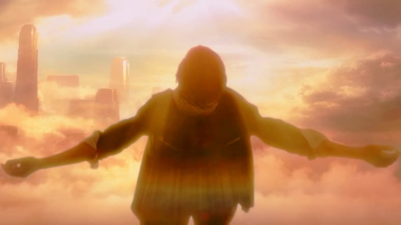 John Constantine (Keanu Reeves) ascends to the Pearly Gates in Constantine (2005), Warner Bros. Pictures